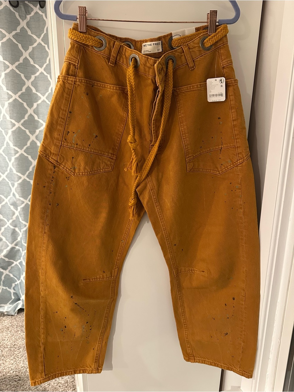 We The Free Moxie Pull-On Barrel Jeans tangerine peel size 27